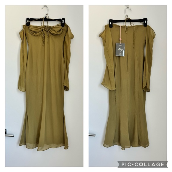 House of CB London NWT XS Olive Halter Midi Dress - Picture 8 of 16